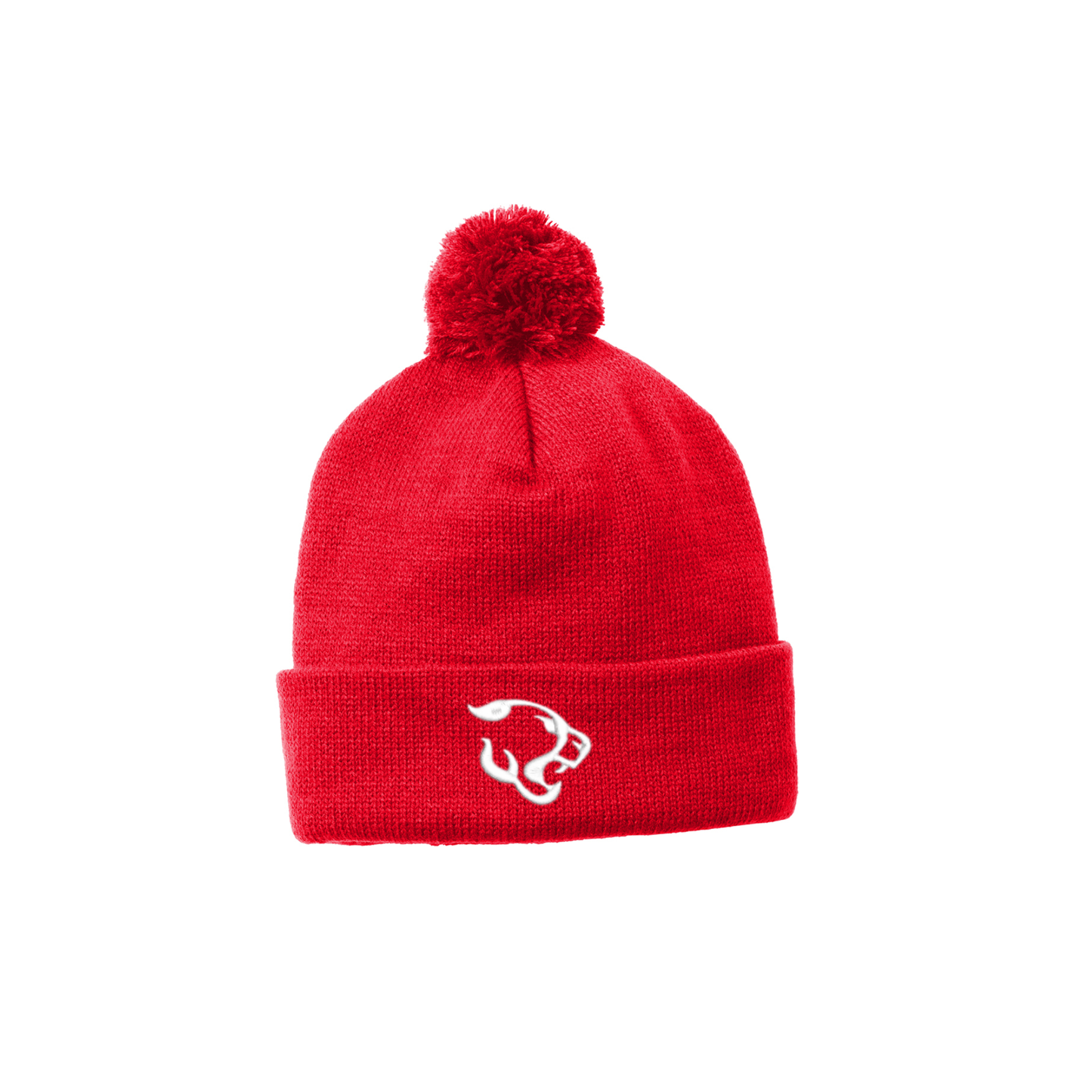 Embroidered Cougar Logo Pom Beanie | CCSED20