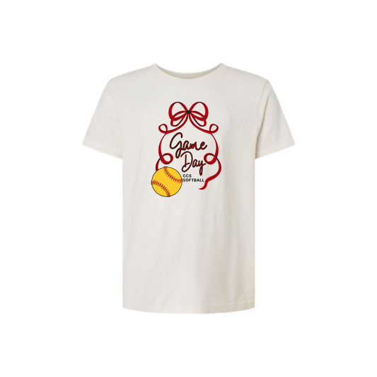 Vintage White t-shirt with red and yellow graphic design on a white background