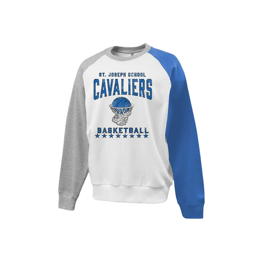 Adult Distressed SJS Cavaliers Basketball Colorblock Crew | SJS DTG 1