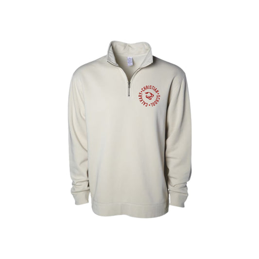 Embroidered Round Calvary Christian Cougars Pigment-Dyed Quarter-Zip Pullover | CCSED26