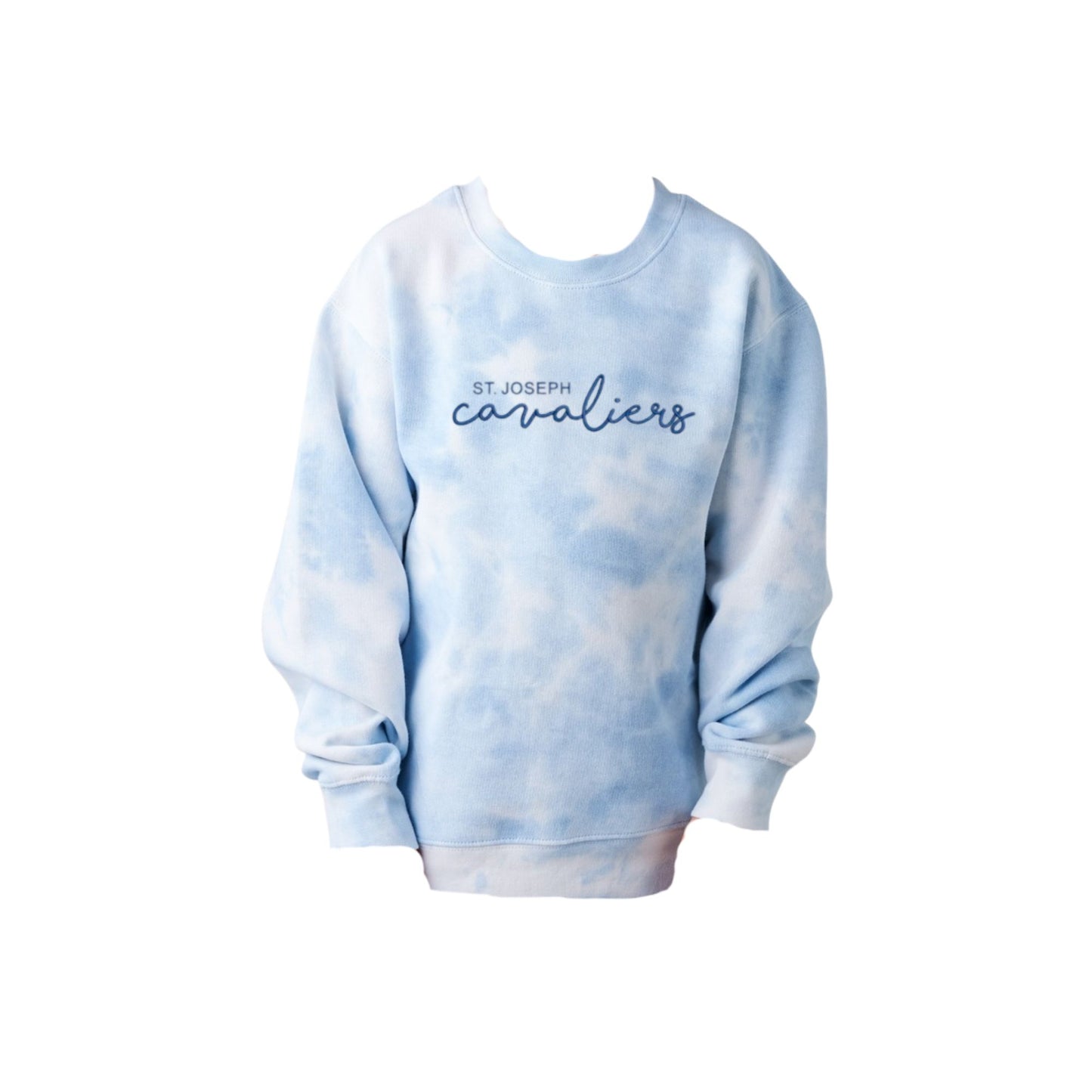 St. Joseph Cavaliers Script Embroidered Tie Dye Oversized Crew | SJSE6