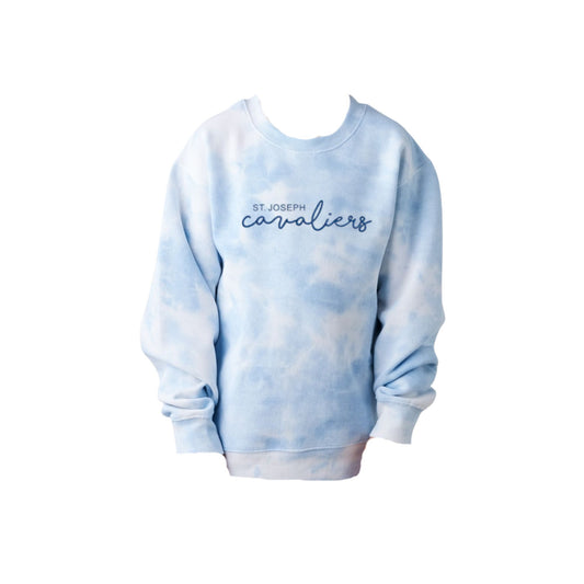 St. Joseph Cavaliers Script Embroidered Tie Dye Oversized Crew | SJSE6
