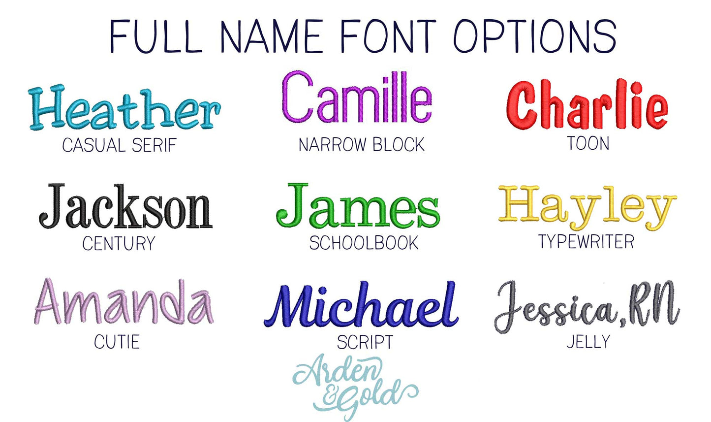 full name font sheet
