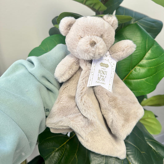 brown bear faux fur plush skirted woobie