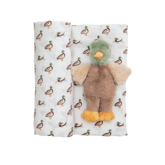 Mallard Swaddle & Rattle Set