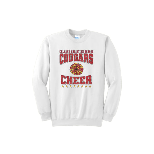 Printed Distressed Cougars Cheer Crewneck Sweatshirt | CCSDTG15