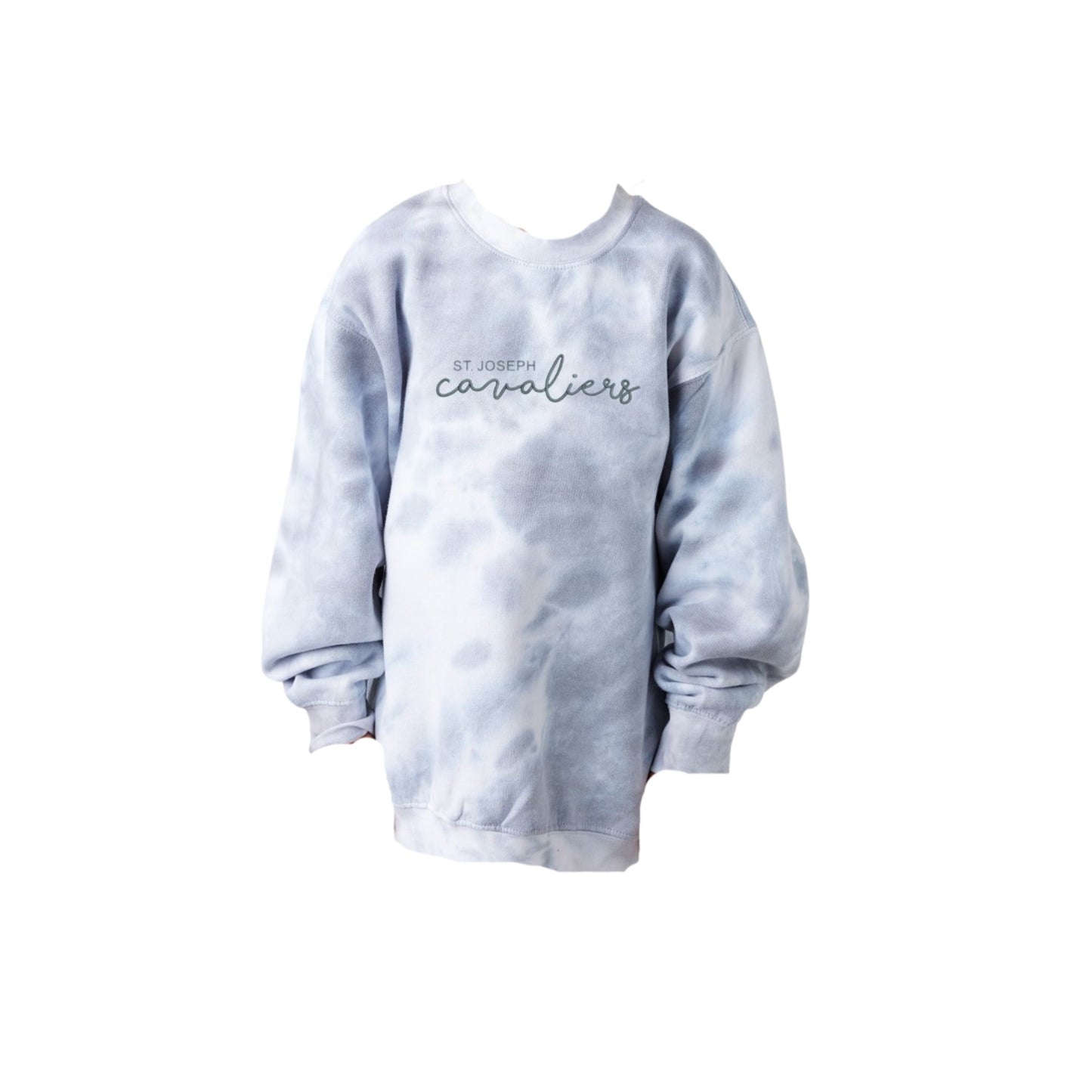 St. Joseph Cavaliers Script Embroidered Tie Dye Oversized Crew | SJSE6