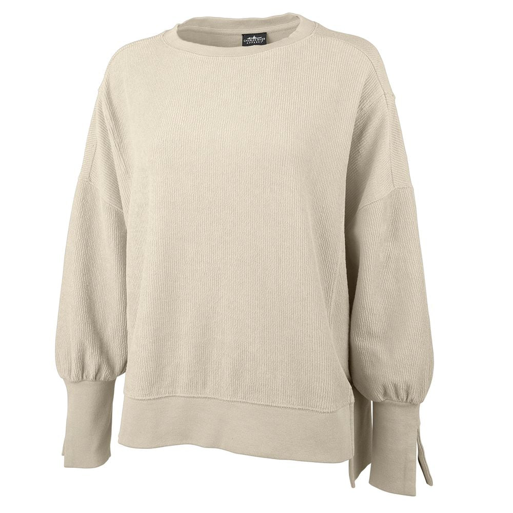 oat ribbed crewneck sweatshirt with split hem and cuff