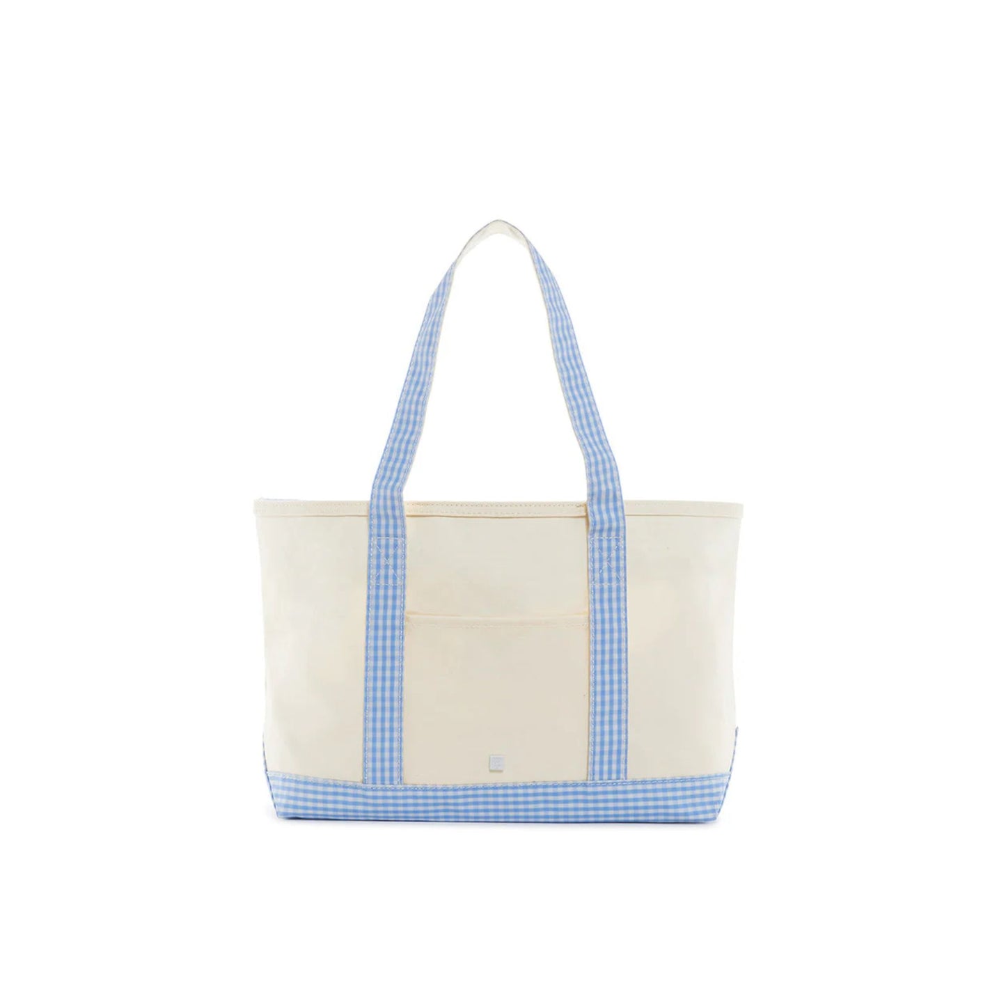 gingham sky coated canvas medium tote