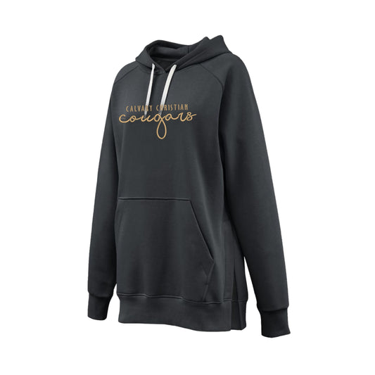 Embroidered Calvary Christian Cougars Script Ladies Tunic Hoodie | CCSED24