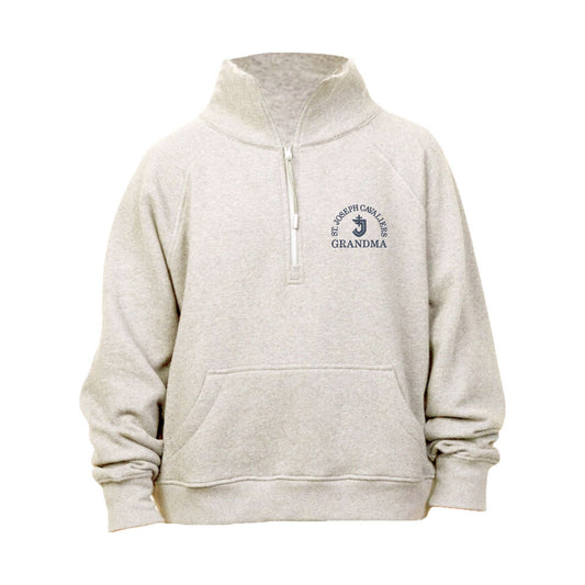 Ladies St. Joseph School Cavaliers Embroidered Mom/Grandma Boxy Quarter Zip Pullover | SJSEC