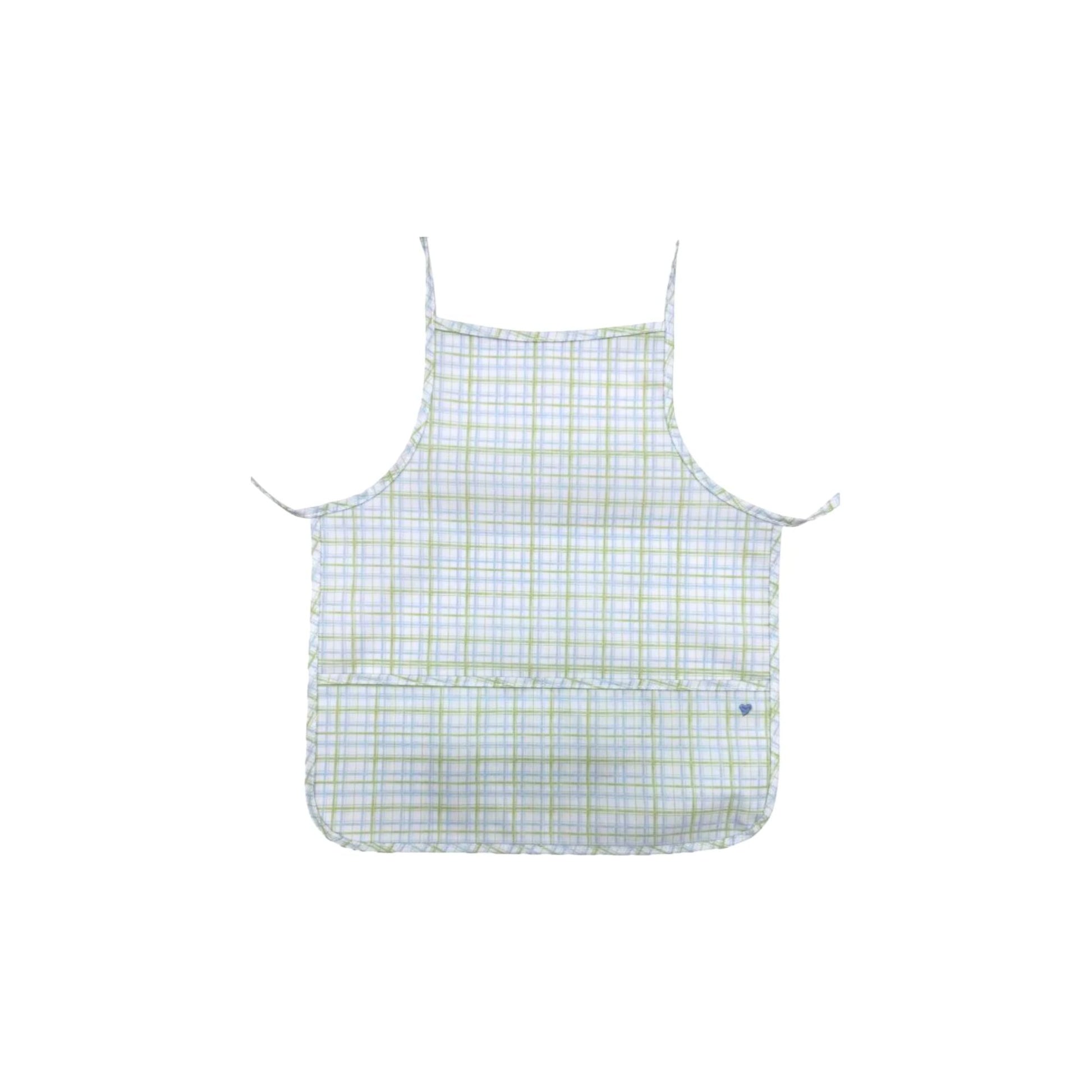 Classic green plaid kids apron
