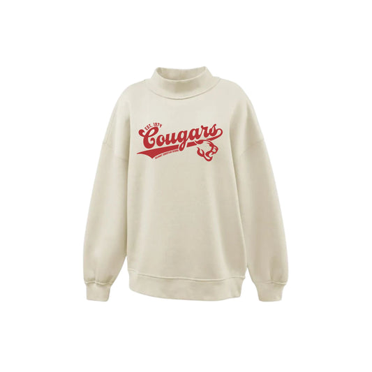 Vintage Cougars Oversized Ladies Mockneck Sweatshirt | Ladies Fit | CCS_BS26_DTF2