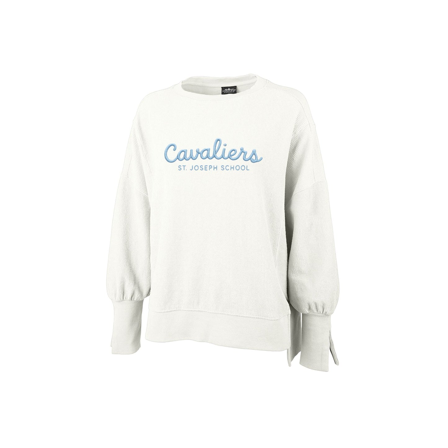 Ladies St. Joseph Cursive Cavaliers Embroidered Embroidered Cropped Corded Crew | SJS EM