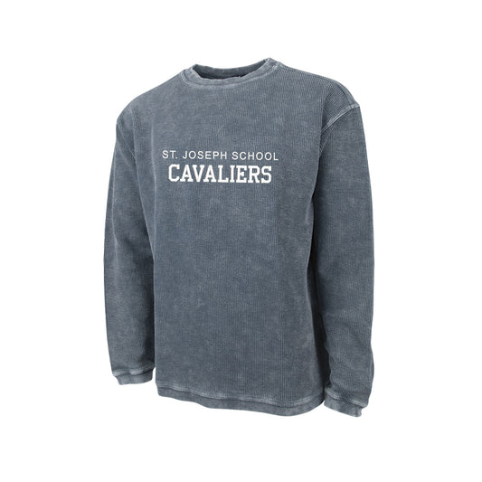 Embroidered Varsity St. Joseph Cavaliers Corded Adult Crewneck | SJS EJ