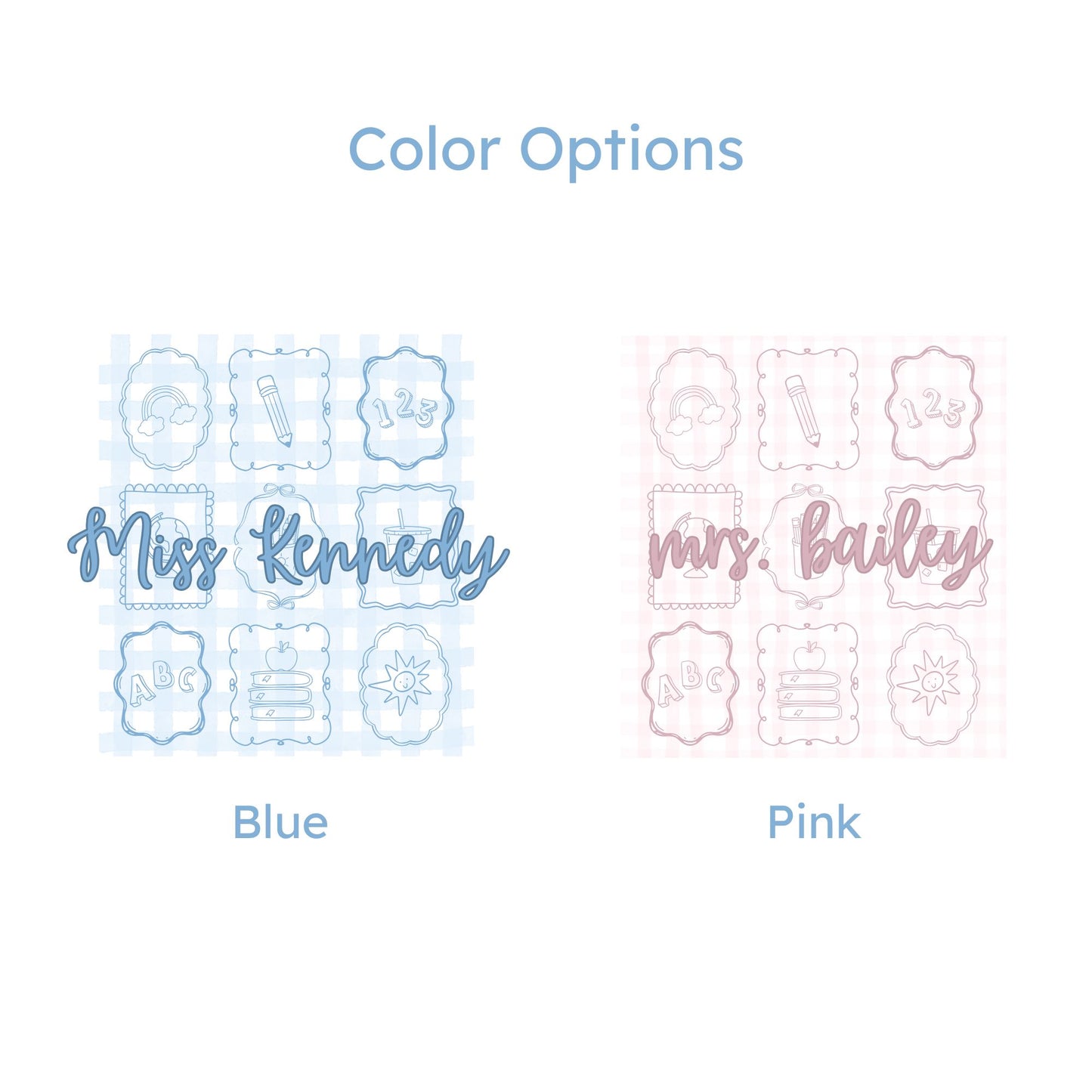 print color options: blue and pink