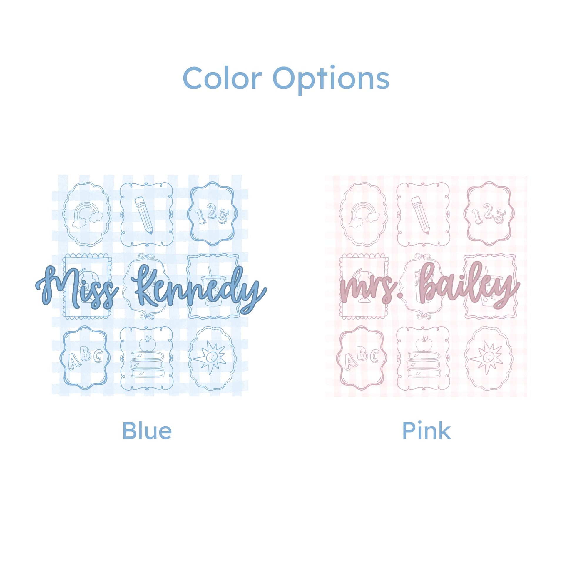 print color options: blue and pink