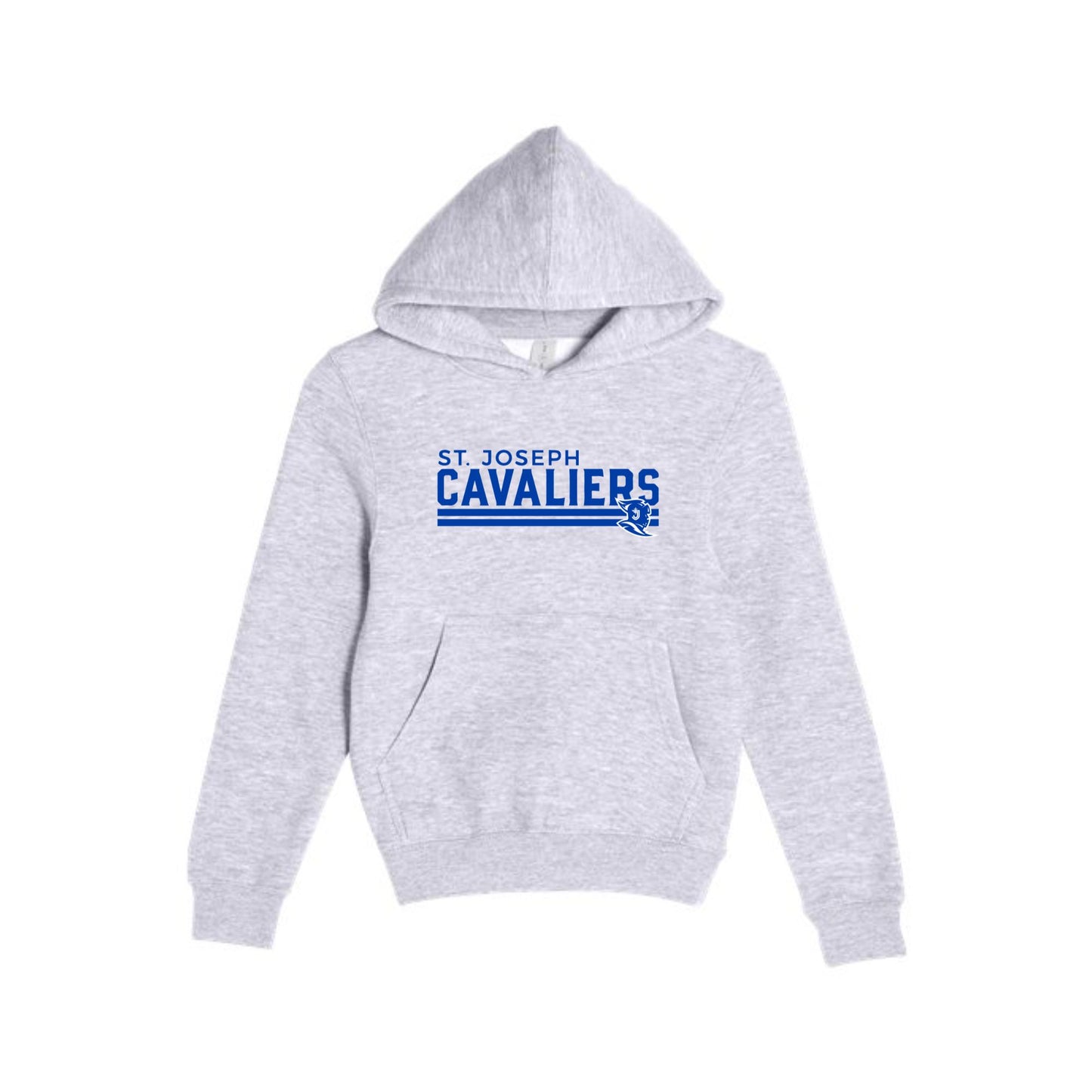 Gray hoodie with 'St. Joseph Cavaliers' text on a white background