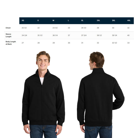 MENS FULL ZIP SIZE CHART