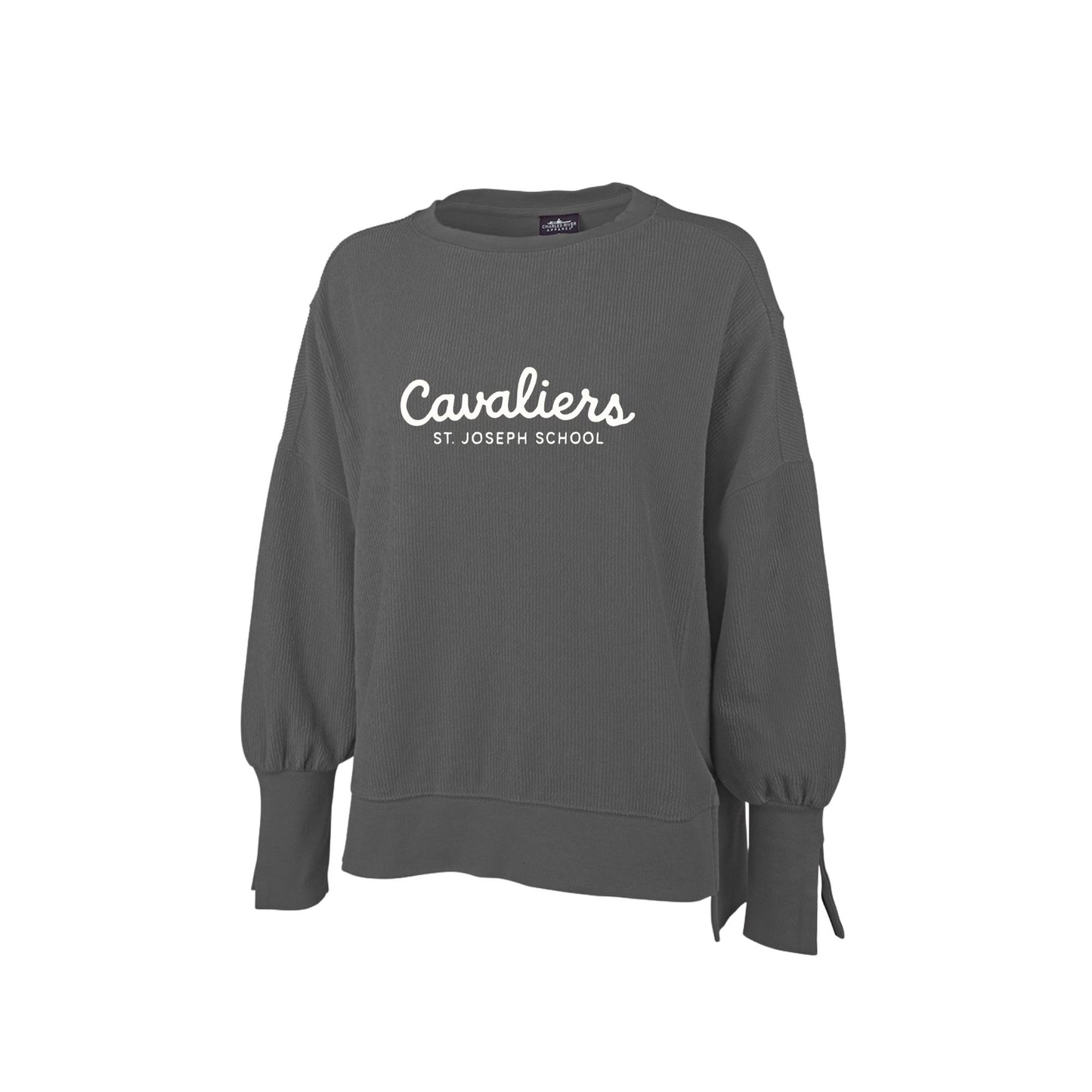 Ladies St. Joseph Cursive Cavaliers Embroidered Embroidered Cropped Corded Crew | SJS EM