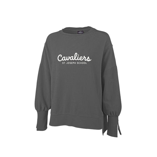 Ladies St. Joseph Cursive Cavaliers Embroidered Embroidered Cropped Corded Crew | SJS EM