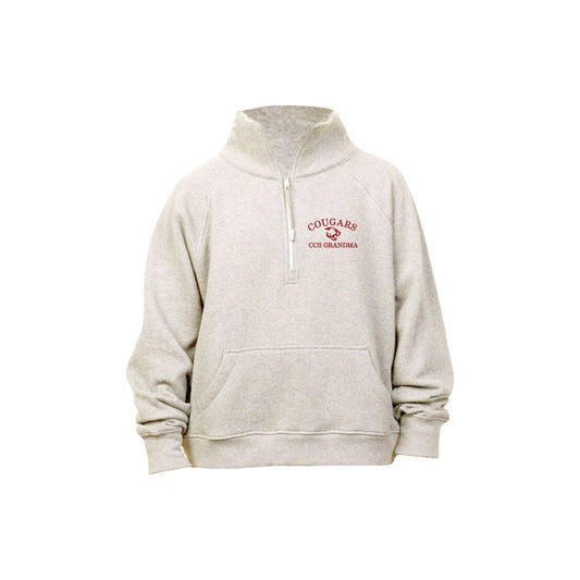 Embroidered Cougars Mom/Grandma Boxy Quarter Zip Pullover | CCSED22