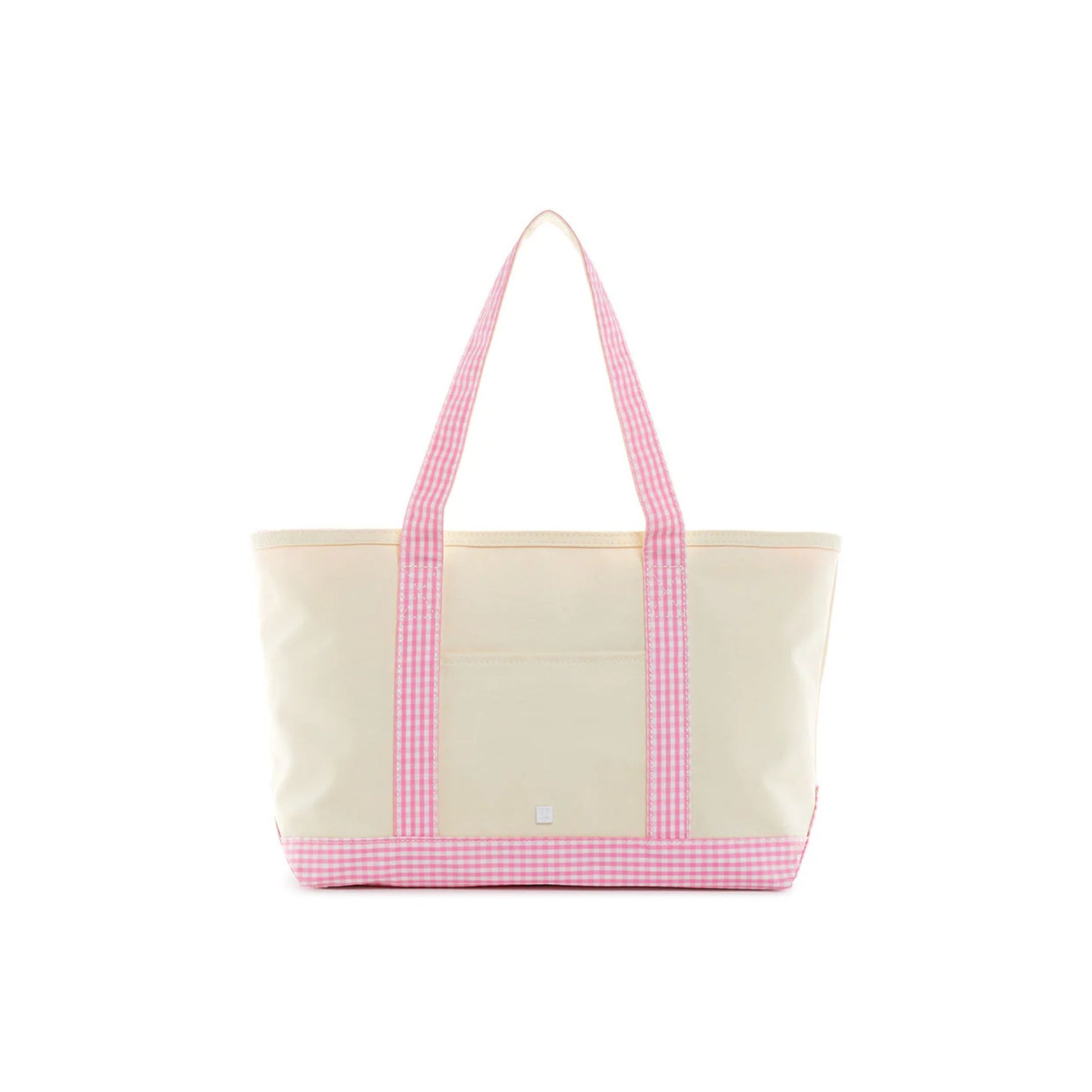 gingham pink coated canvas medium tote