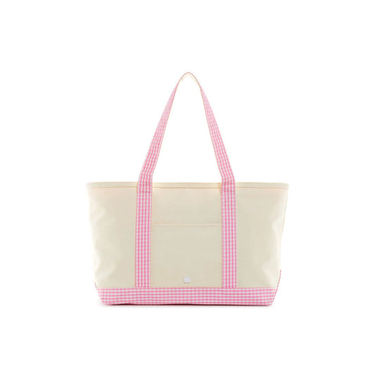 gingham pink coated canvas medium tote