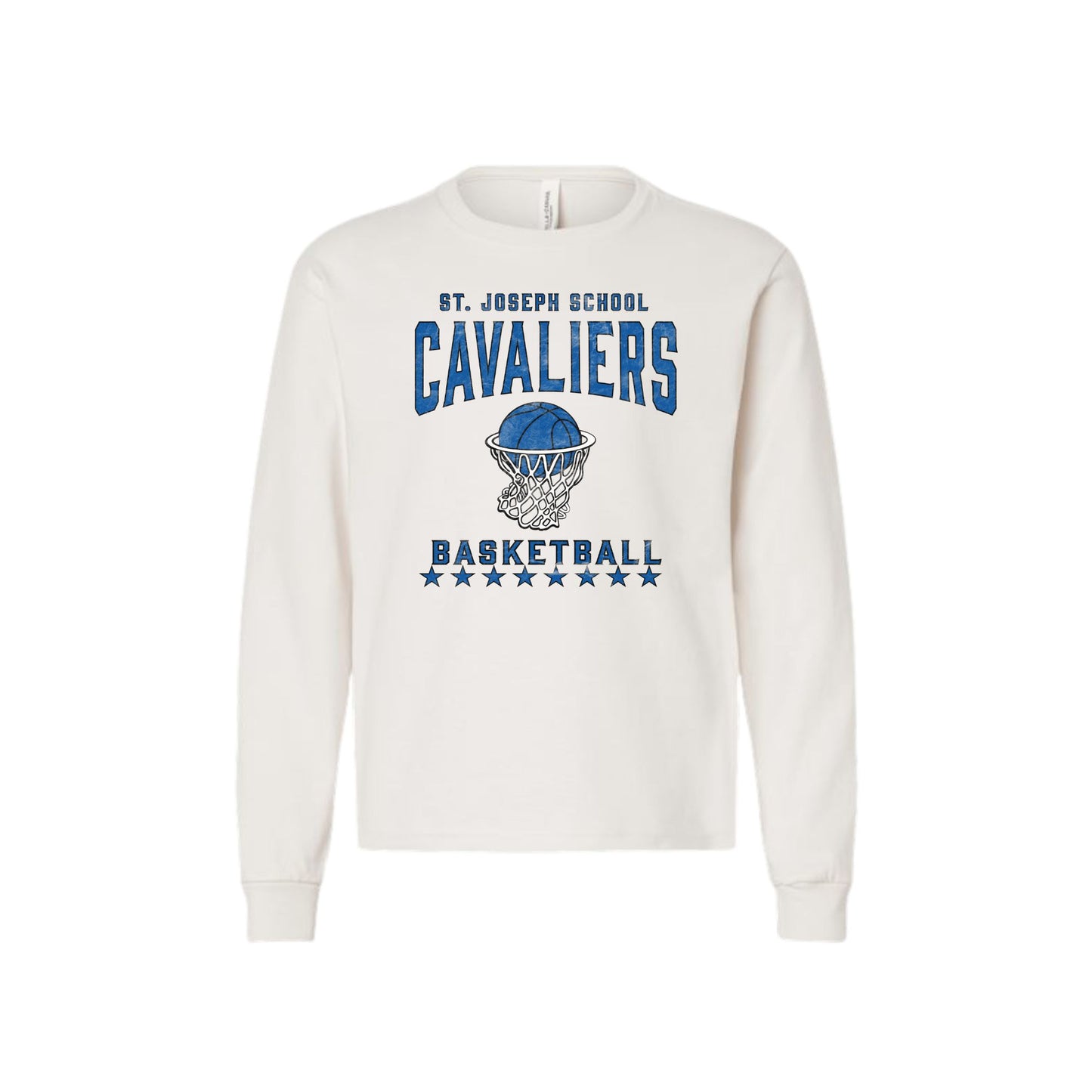 Distressed SJS Cavaliers Basketball Heavyweight Long Sleeve Shirt | Adult and Youth | SJS DTG 1