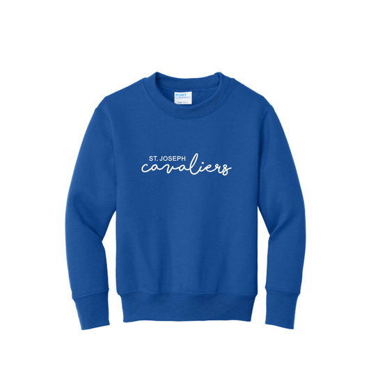 Youth and Adult St. Joseph Cavaliers Script Embroidered Crewneck Sweatshirt | SJSE6