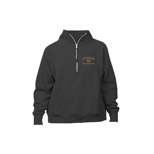Embroidered Cougars Mom/Grandma Boxy Quarter Zip Pullover | CCSED22