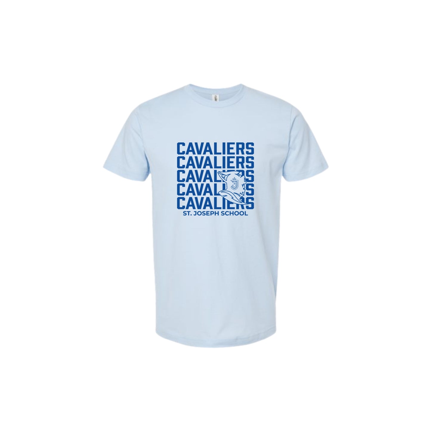 Light blue t-shirt with 'Cavaliers' text and logo on a white background