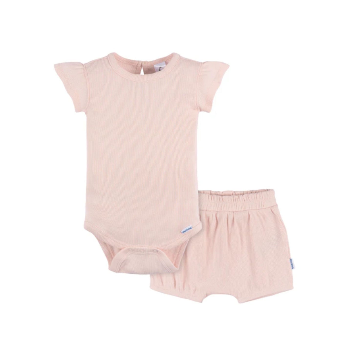 2-Piece Baby Girls Crystal Pink Bodysuit and Shorts Set