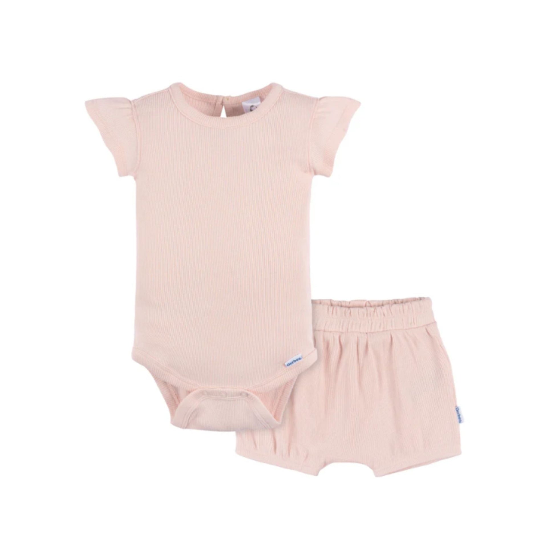 2-Piece Baby Girls Crystal Pink Bodysuit and Shorts Set