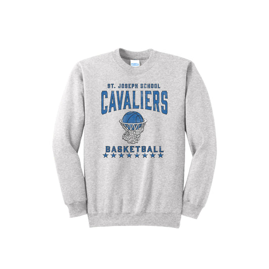 Distressed SJS Cavaliers Basketball Crewneck Sweatshirt | Adult and Youth | SJS DTG 1