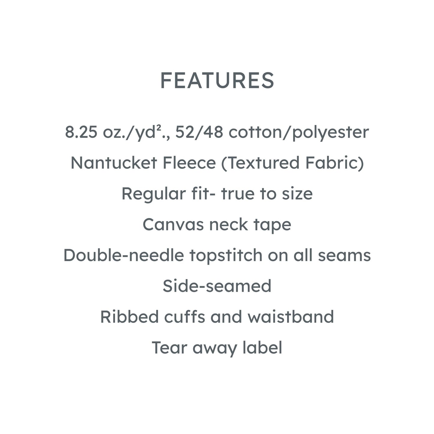 List of features for a product on a white background