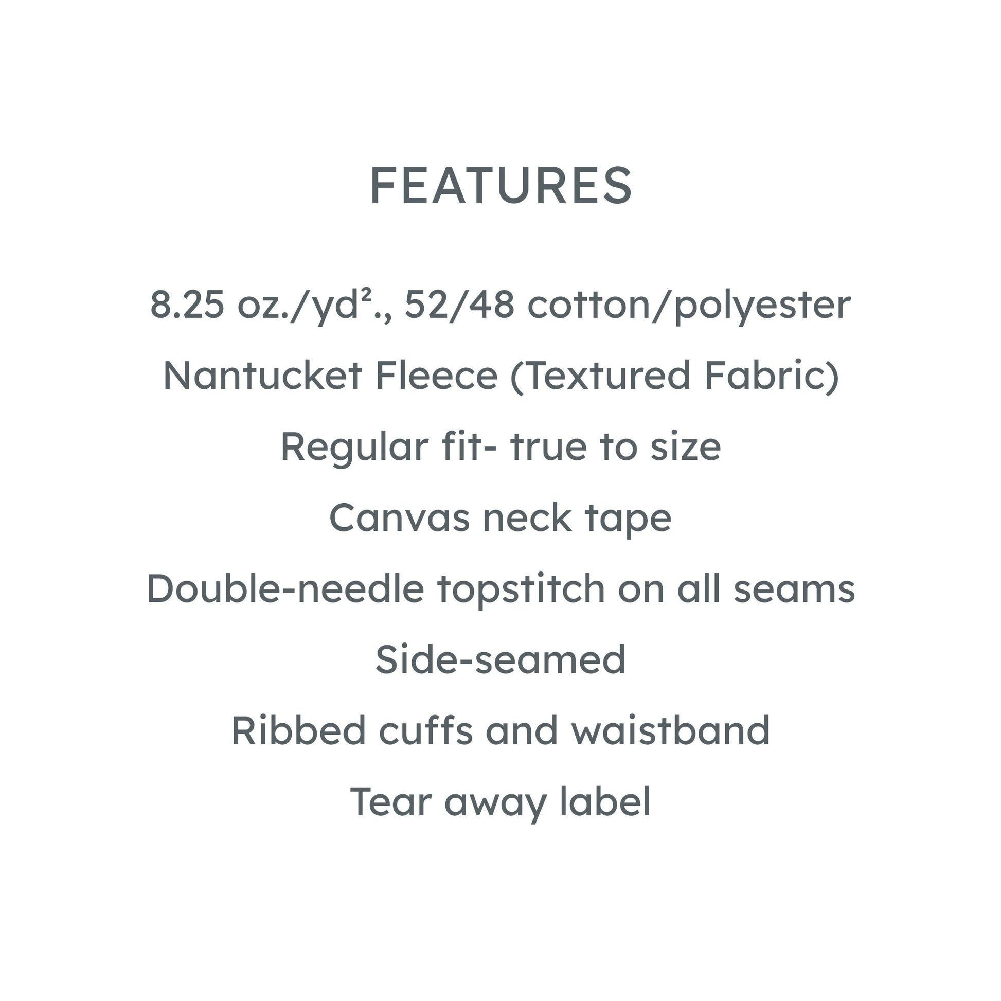 List of features for a product on a white background