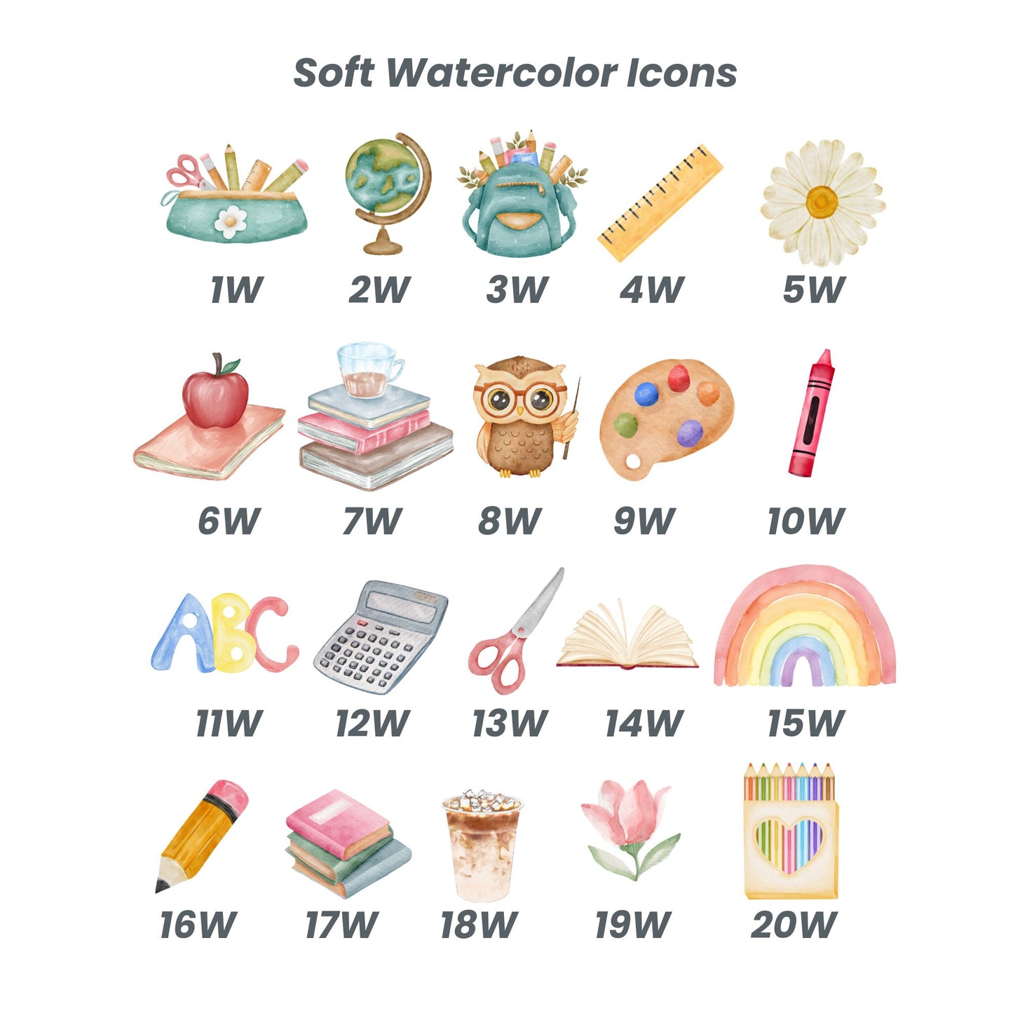 watercolor teacher icon options