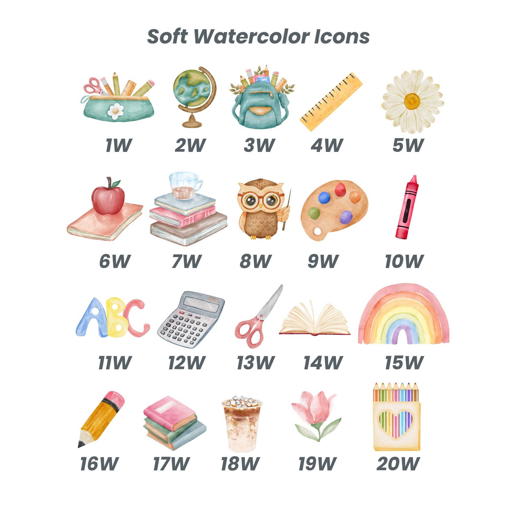 watercolor teacher icon options