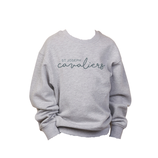 Youth St. Joseph Cavaliers Script Embroidered Fleece Enza Crew | SJSE6Y