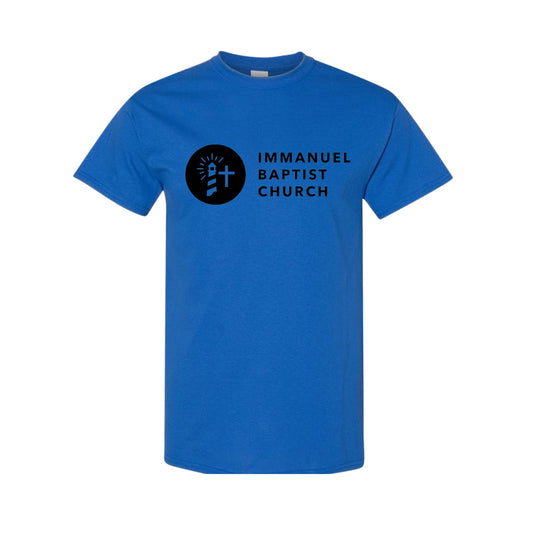 royal blue youth tee  with large immanuel baptist church print