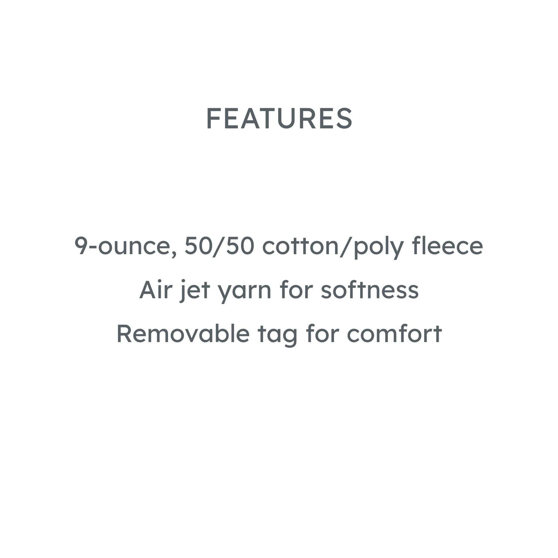 Text listing features of a product on a white background