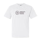 white comfort colors tee with embroidered immanuel baptist church logo