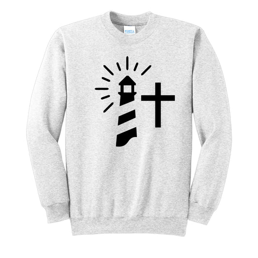 ash crewneck sweatshirt with large lighthouse print on the front