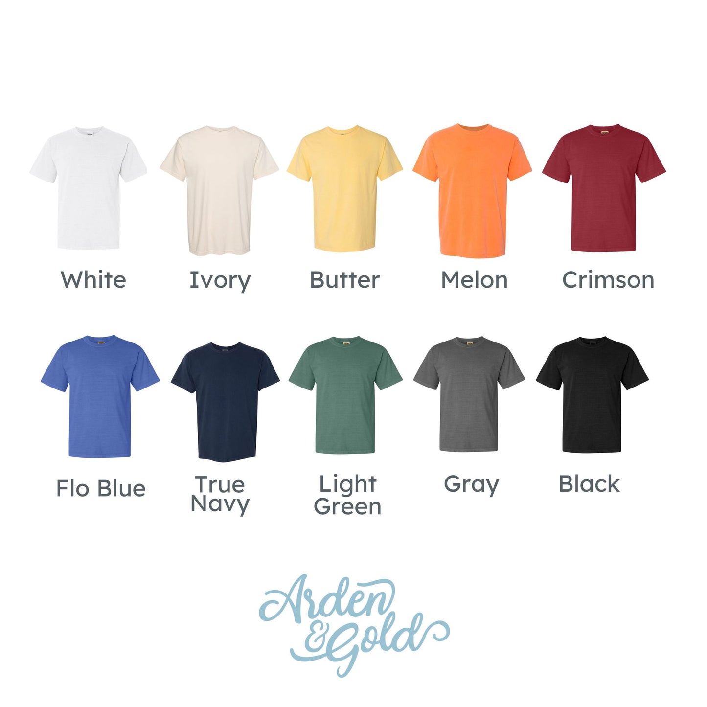 comfort colors t-shirt color sheet