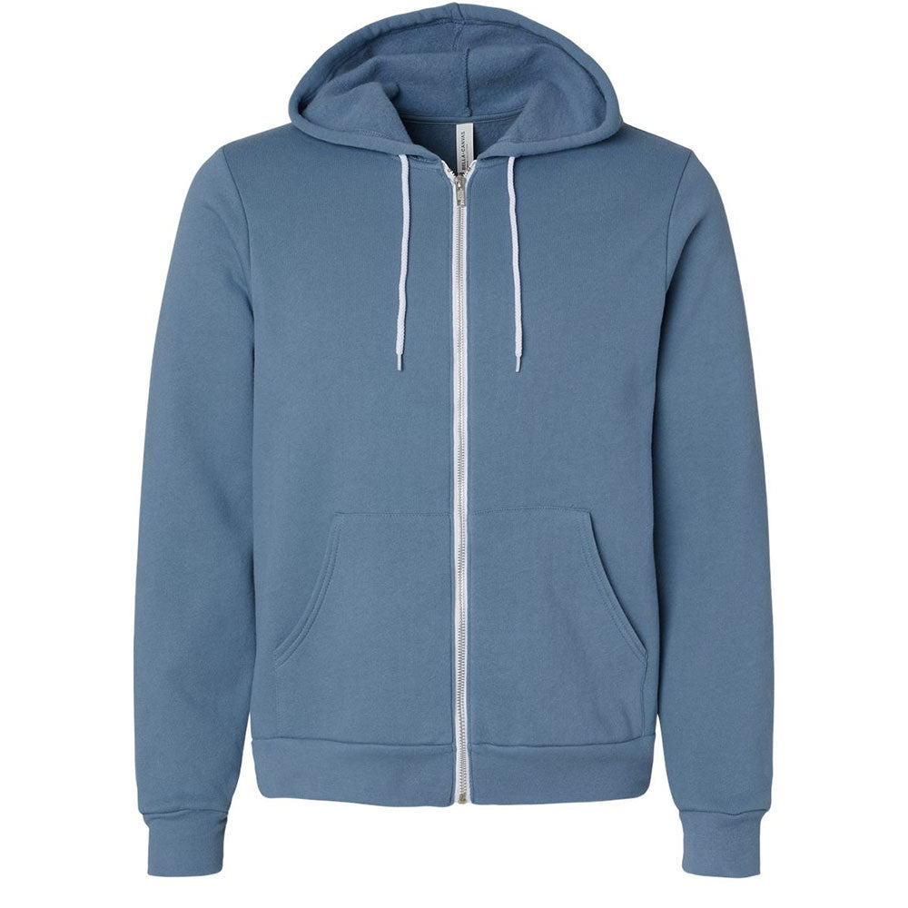 steel blue bella and canvas full zip hooded jacket