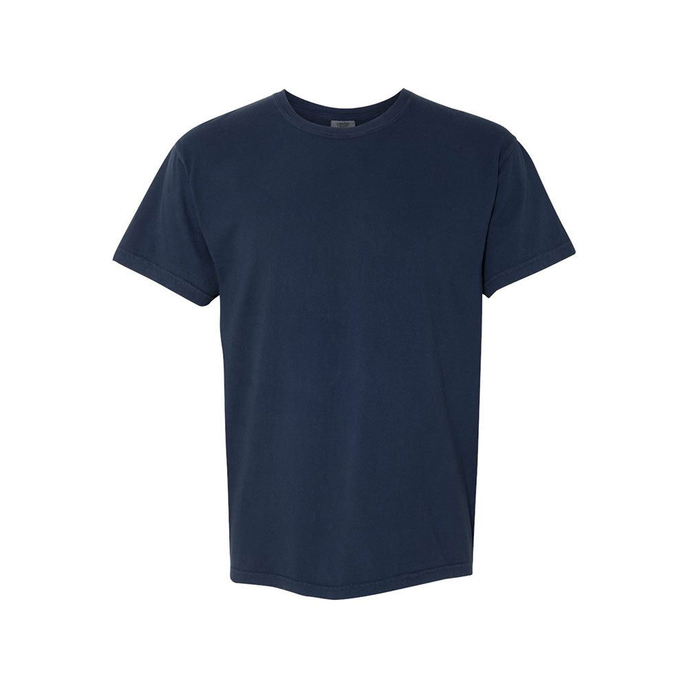 Navy blue t-shirt on a white background