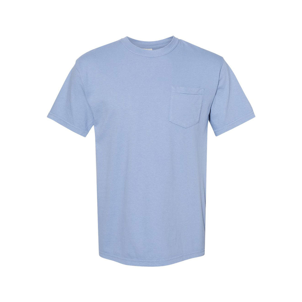 washed denim comfort colors pocket t-shirt