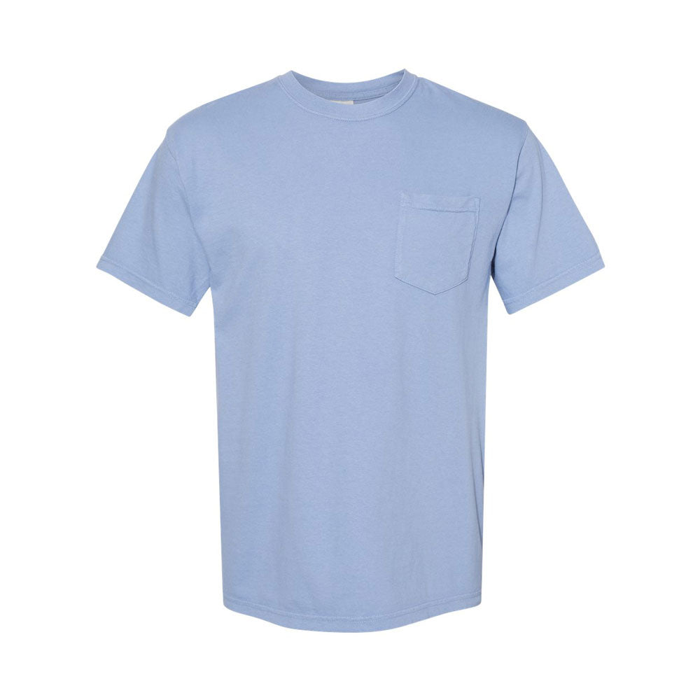 washed denim comfort colors pocket tee