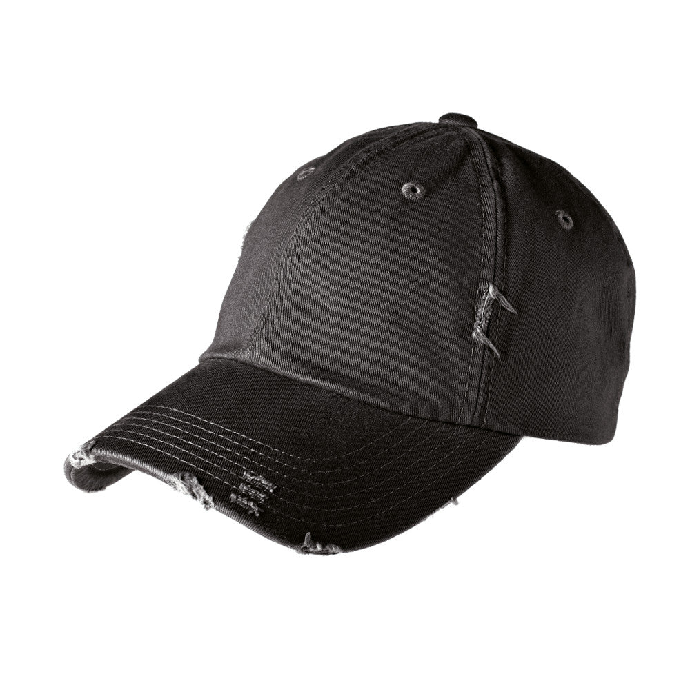 black distressed cap